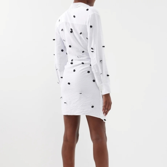 Jacquemus Bahia twist front polka dot embellished twill mini dress new - Picture 3 of 13